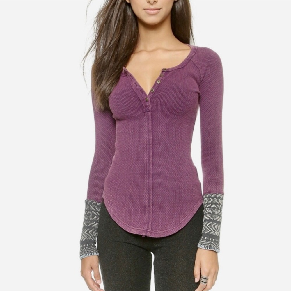 Purple Thermal Long Sleeved Top with Wool Cuffs